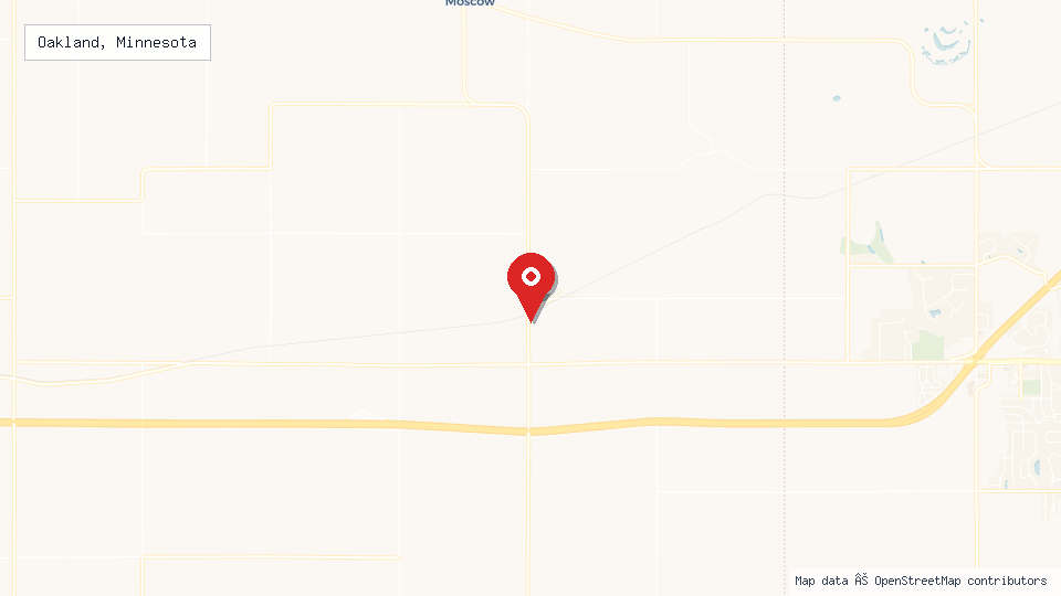 Street map of Oakland, Minnesota with location pin