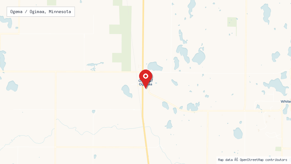 Street map of Ogema / Ogimaa, Minnesota with location pin