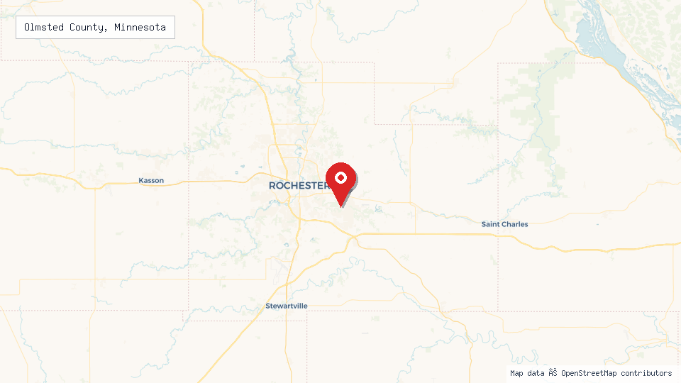Street map of Olmsted County, Minnesota with location pin
