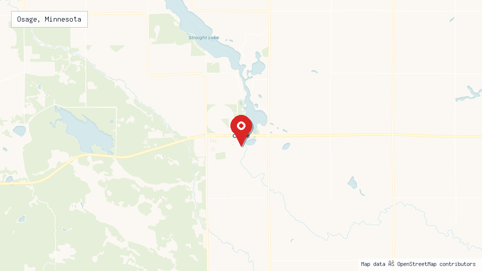 Street map of Osage, Minnesota with location pin