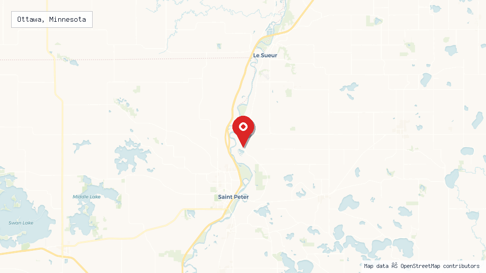 Street map of Ottawa, Minnesota with location pin