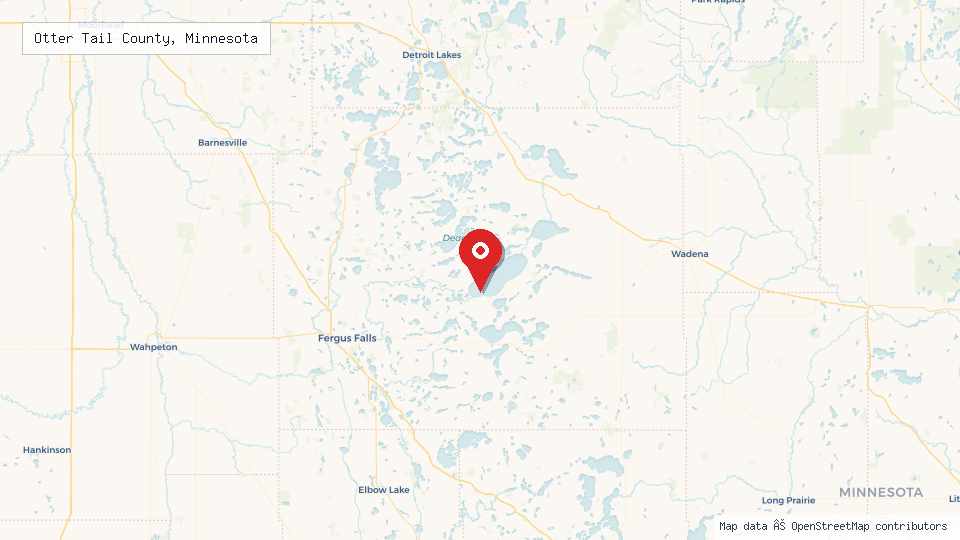Street map of Otter Tail County, Minnesota with location pin
