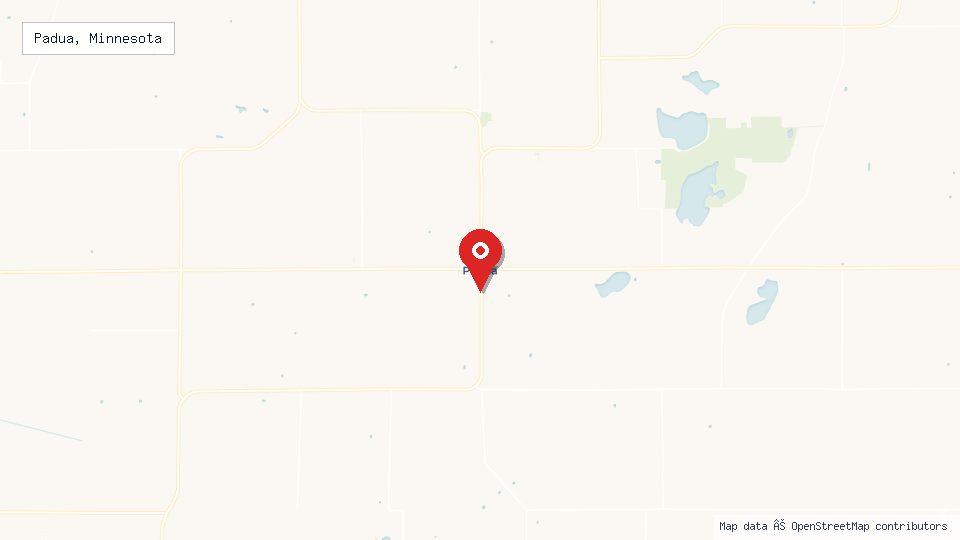 Street map of Padua, Minnesota with location pin