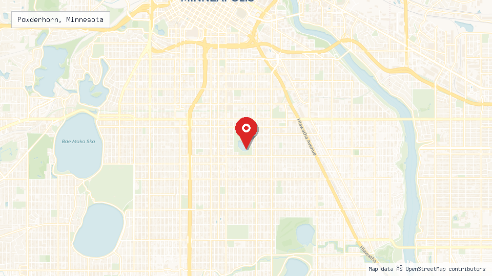 Street map of Powderhorn, Minnesota with location pin