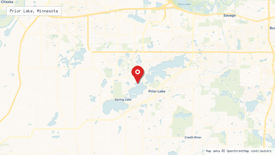 Street map of Prior Lake, Minnesota with location pin