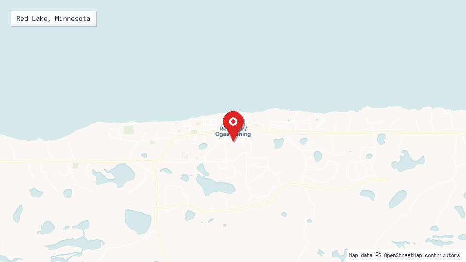 Street map of Red Lake, Minnesota with location pin