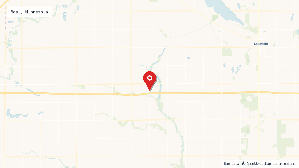 Street map of Rost, Minnesota with location pin