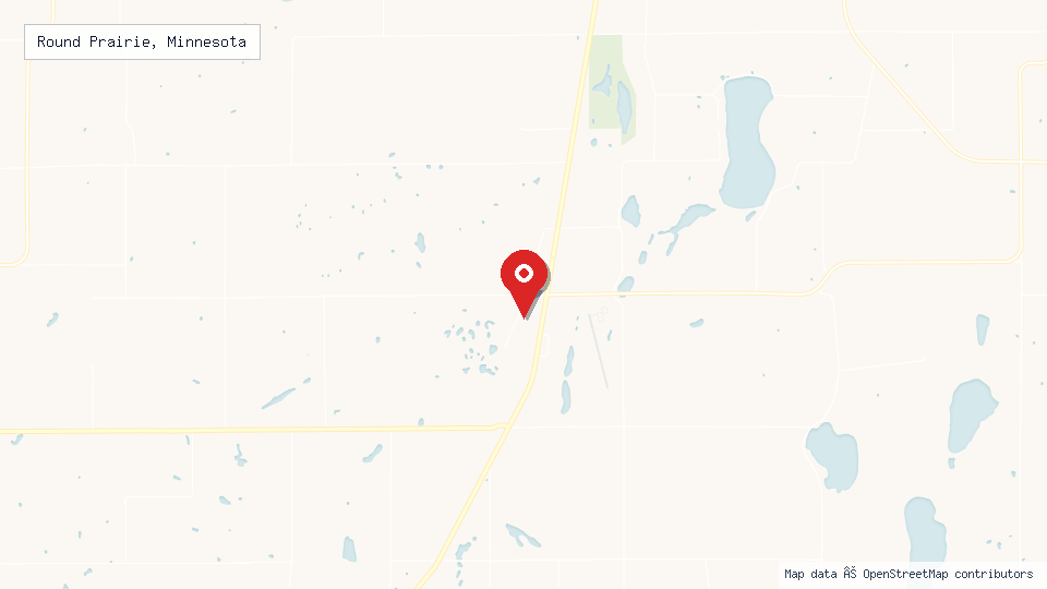 Street map of Round Prairie, Minnesota with location pin