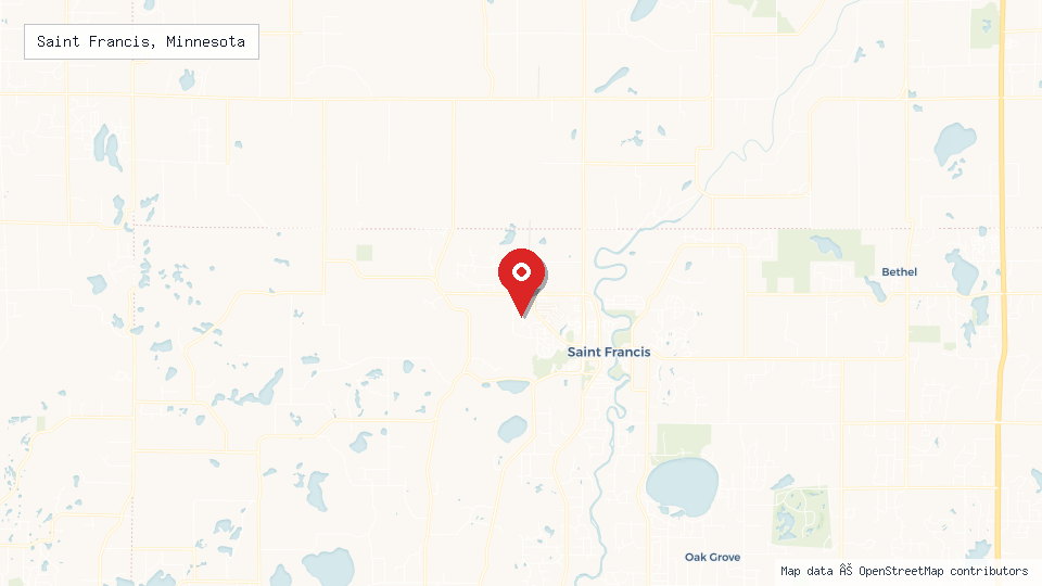 Street map of Saint Francis, Minnesota with location pin