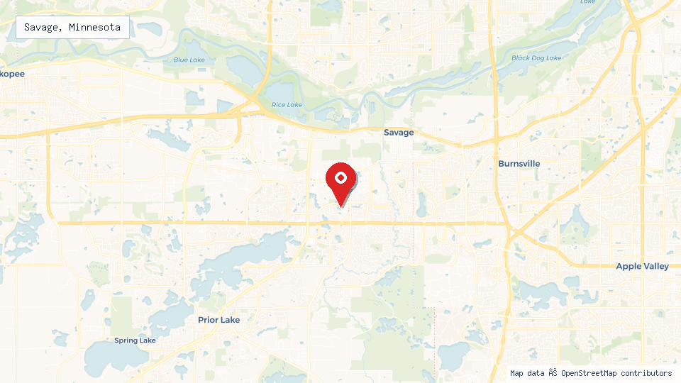 Street map of Savage, Minnesota with location pin