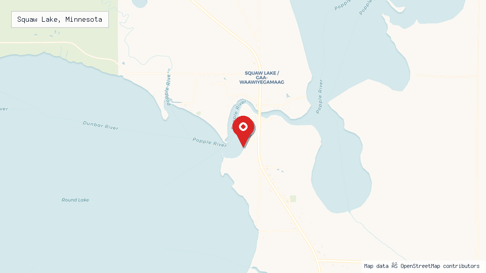 Street map of Squaw Lake, Minnesota with location pin