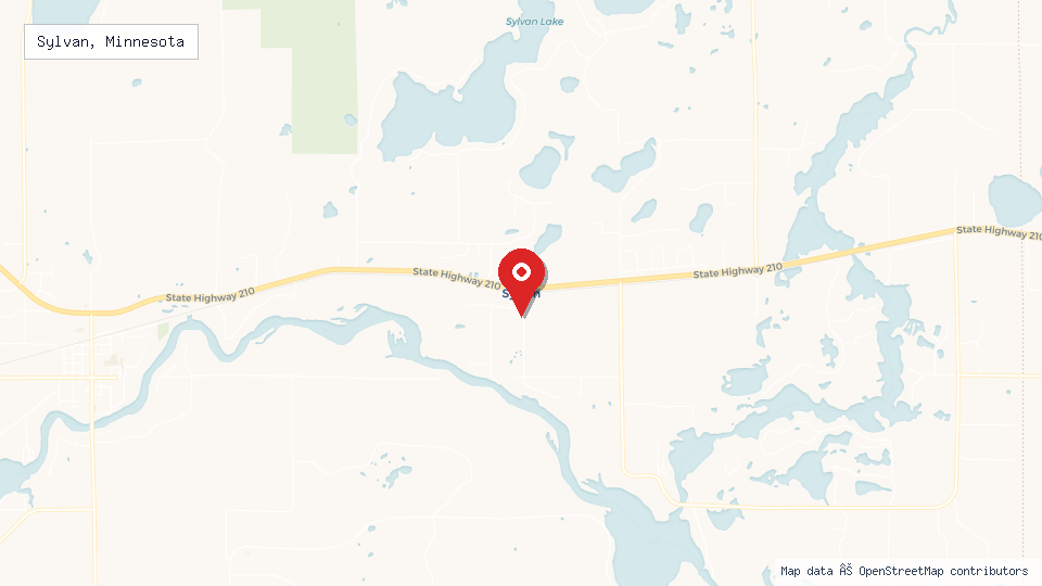 Street map of Sylvan, Minnesota with location pin