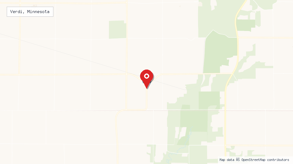 Street map of Verdi, Minnesota with location pin