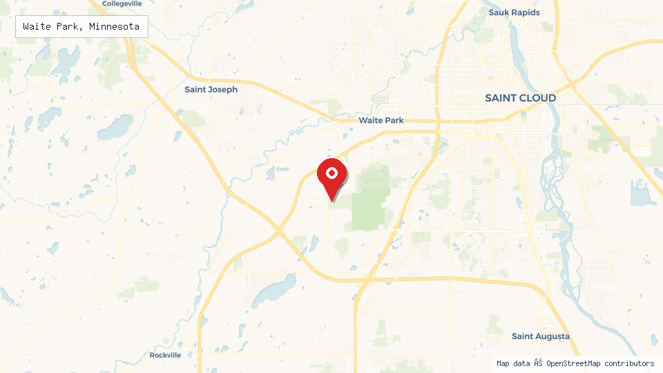 Street map of Waite Park, Minnesota with location pin