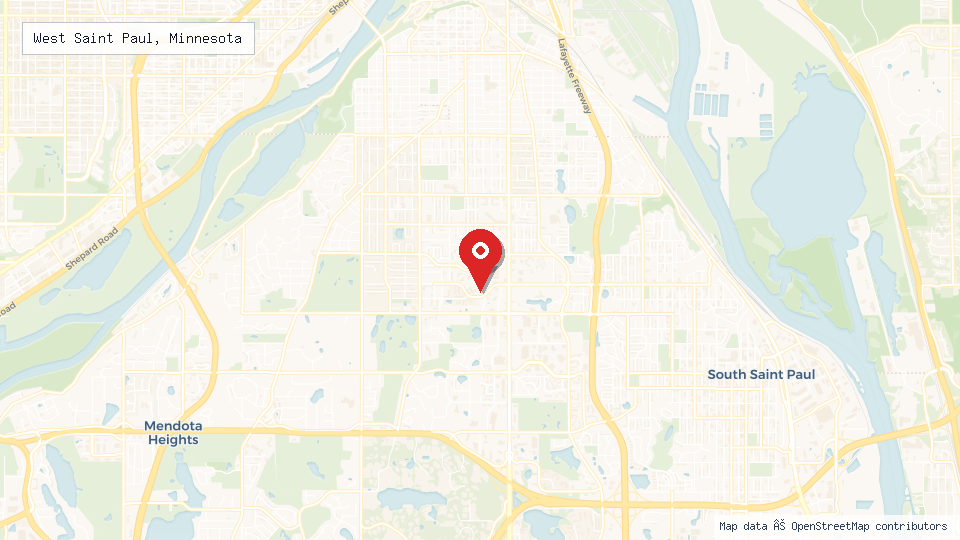 Street map of West Saint Paul, Minnesota with location pin