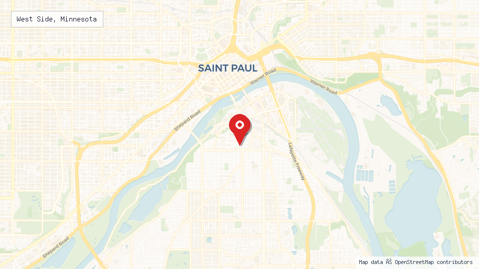 Street map of West Side, Minnesota with location pin
