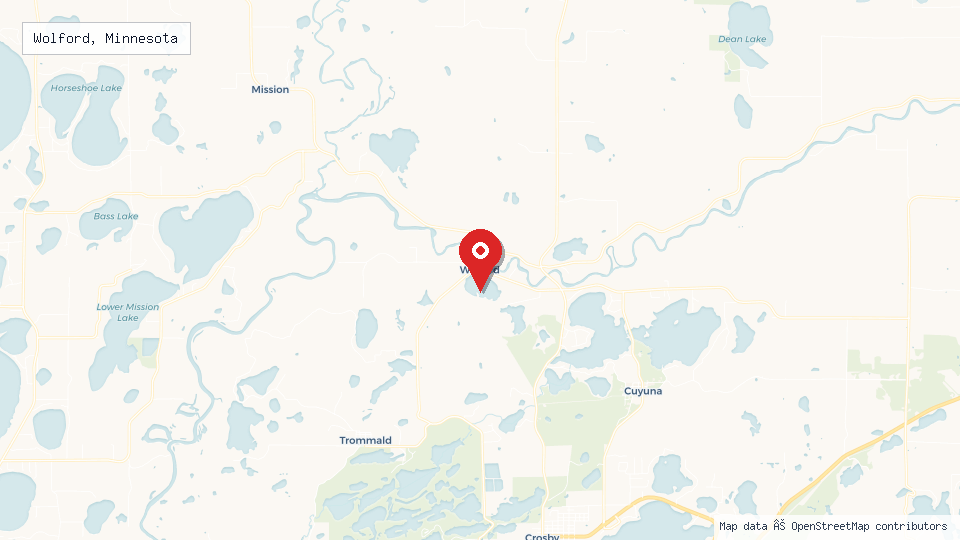 Street map of Wolford, Minnesota with location pin