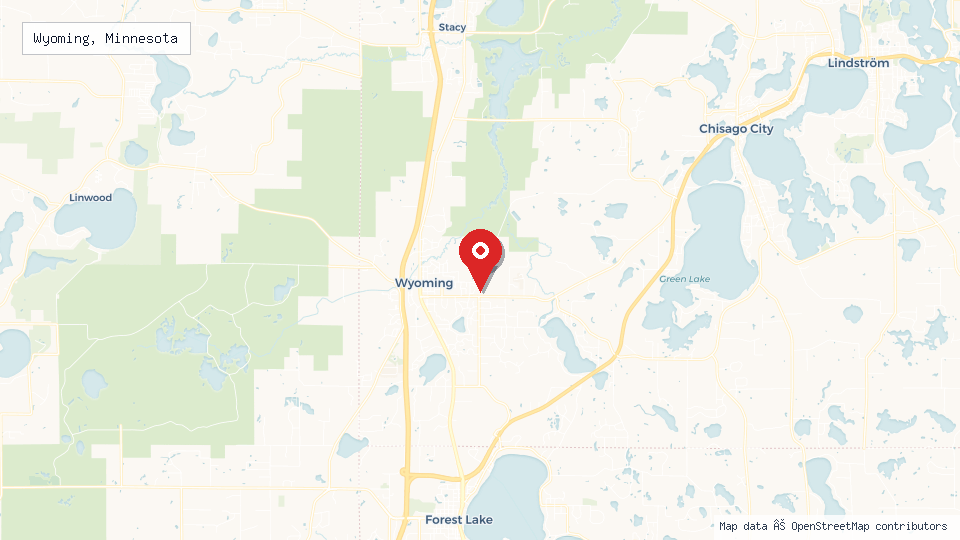 Street map of Wyoming, Minnesota with location pin