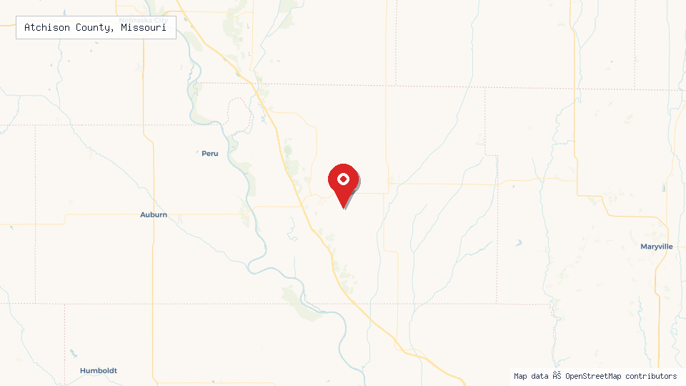Street map of Atchison County, Missouri with location pin