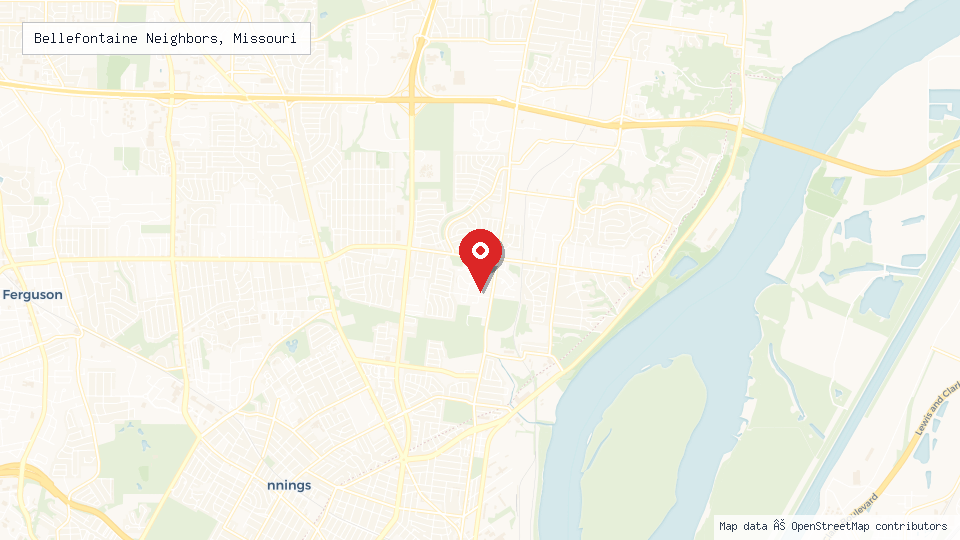 Street map of Bellefontaine Neighbors, Missouri with location pin