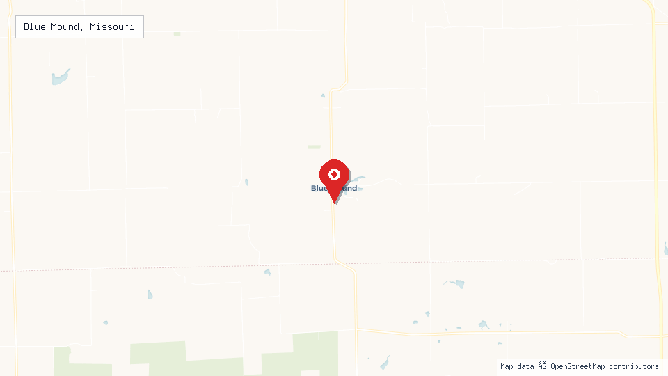 Street map of Blue Mound, Missouri with location pin