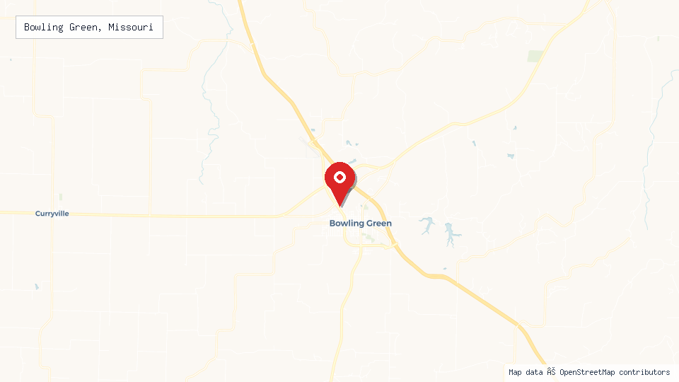 Street map of Bowling Green, Missouri with location pin