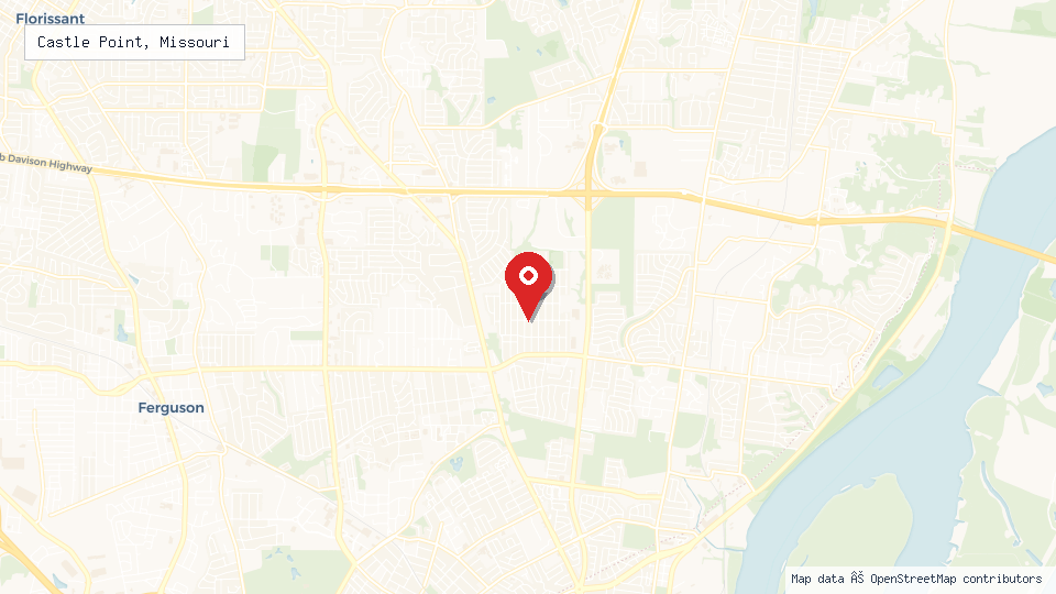 Street map of Castle Point, Missouri with location pin