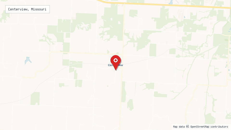 Street map of Centerview, Missouri with location pin