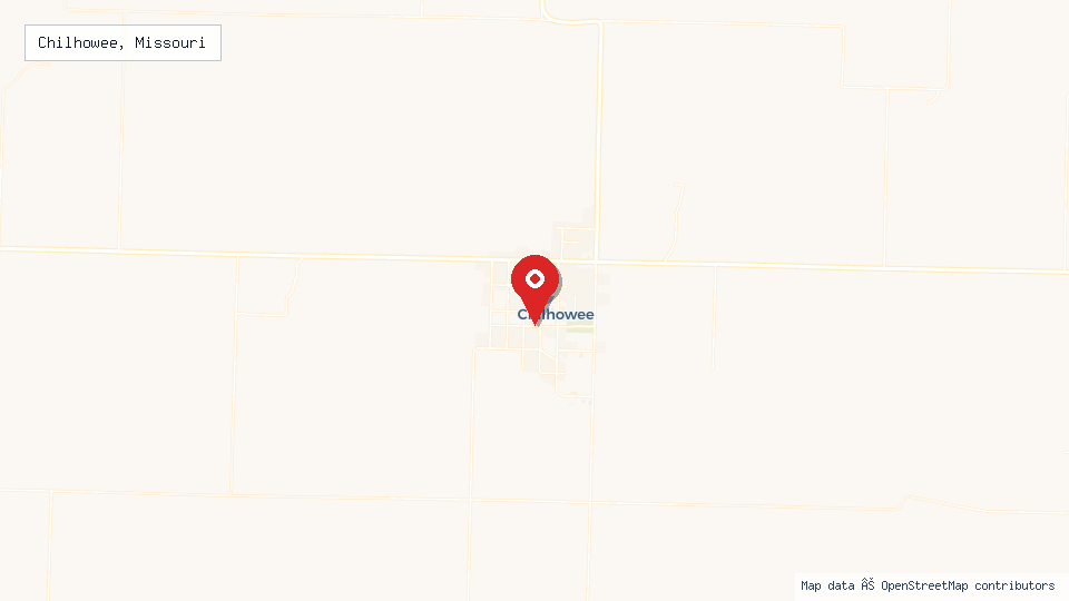 Street map of Chilhowee, Missouri with location pin