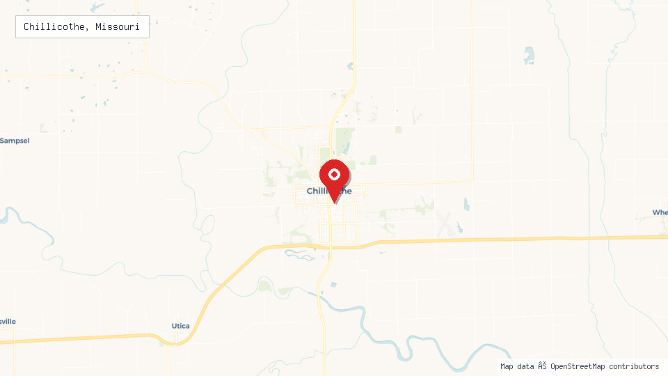 Street map of Chillicothe, Missouri with location pin
