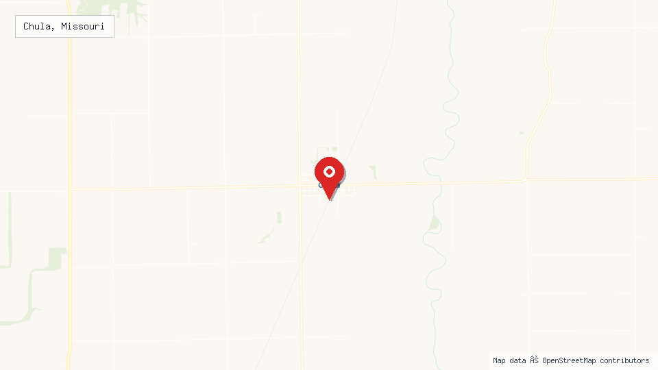 Street map of Chula, Missouri with location pin