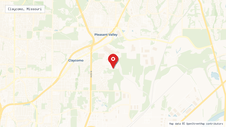 Street map of Claycomo, Missouri with location pin