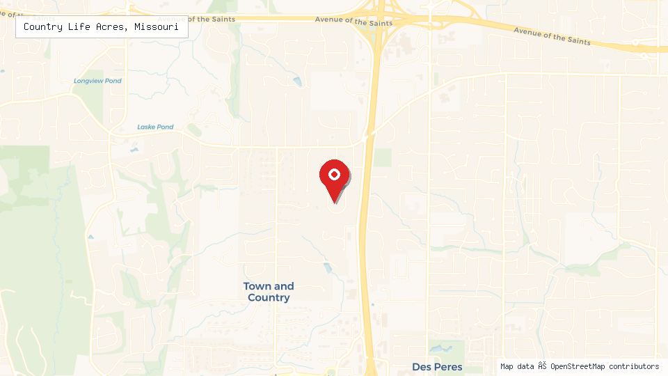 Street map of Country Life Acres, Missouri with location pin