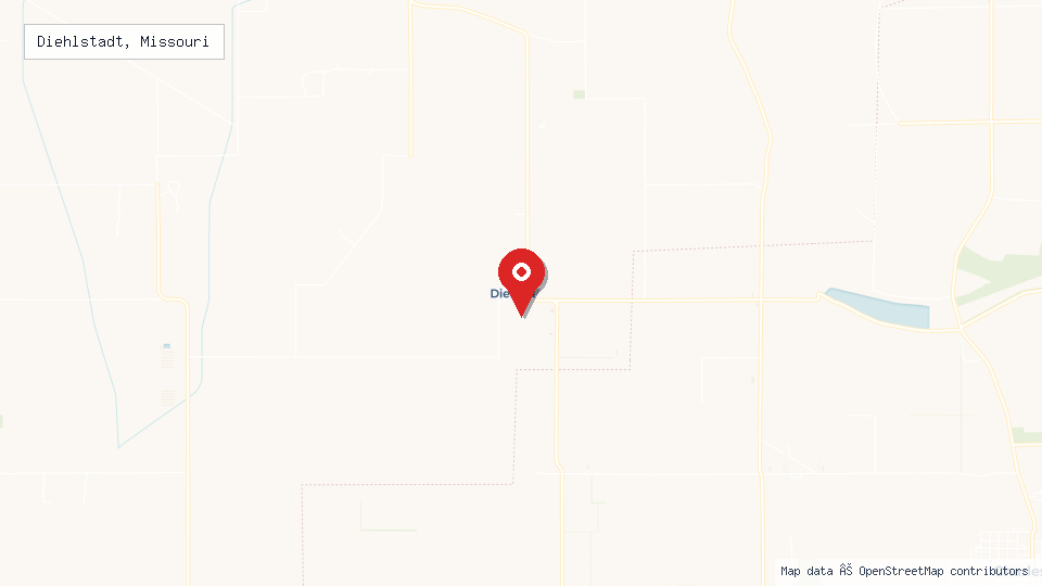 Street map of Diehlstadt, Missouri with location pin