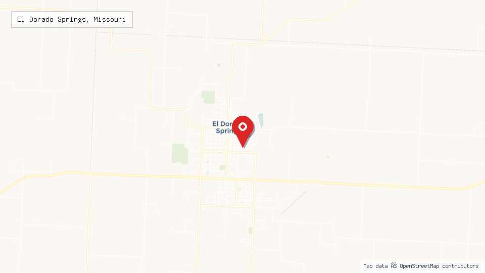 Street map of El Dorado Springs, Missouri with location pin