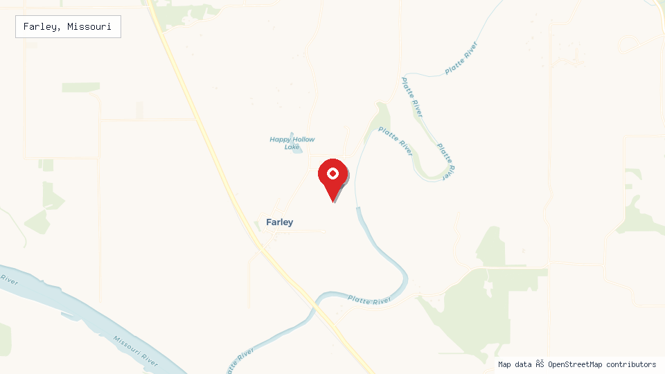 Street map of Farley, Missouri with location pin