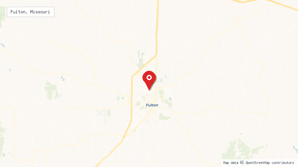 Street map of Fulton, Missouri with location pin