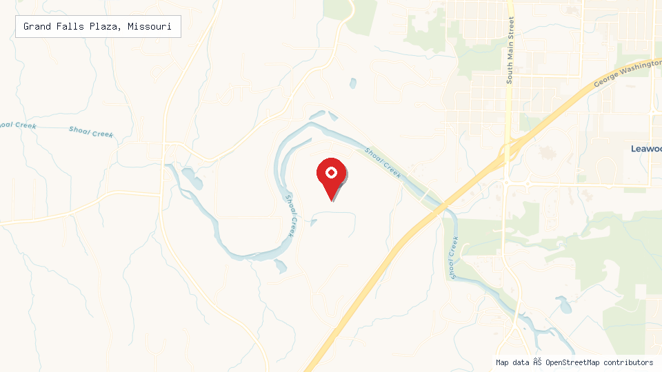 Street map of Grand Falls Plaza, Missouri with location pin
