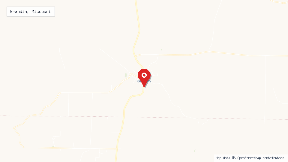 Street map of Grandin, Missouri with location pin