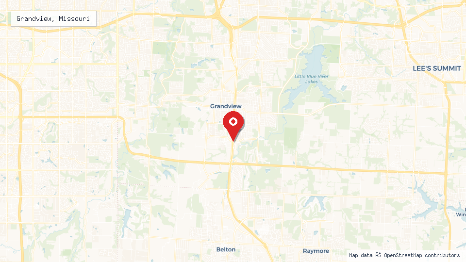 Street map of Grandview, Missouri with location pin
