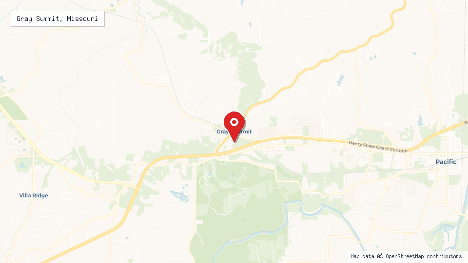 Street map of Gray Summit, Missouri with location pin