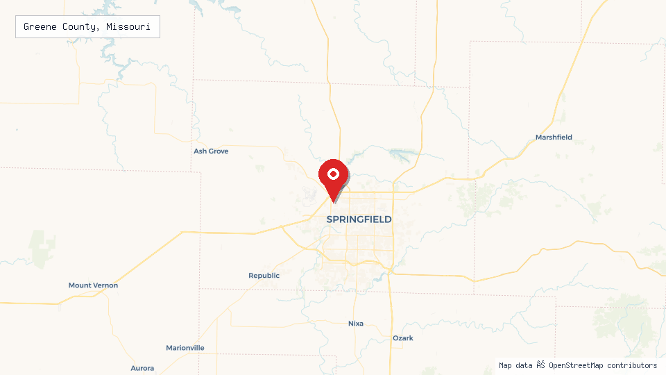 Street map of Greene County, Missouri with location pin
