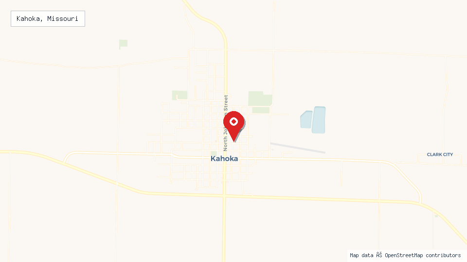 Street map of Kahoka, Missouri with location pin