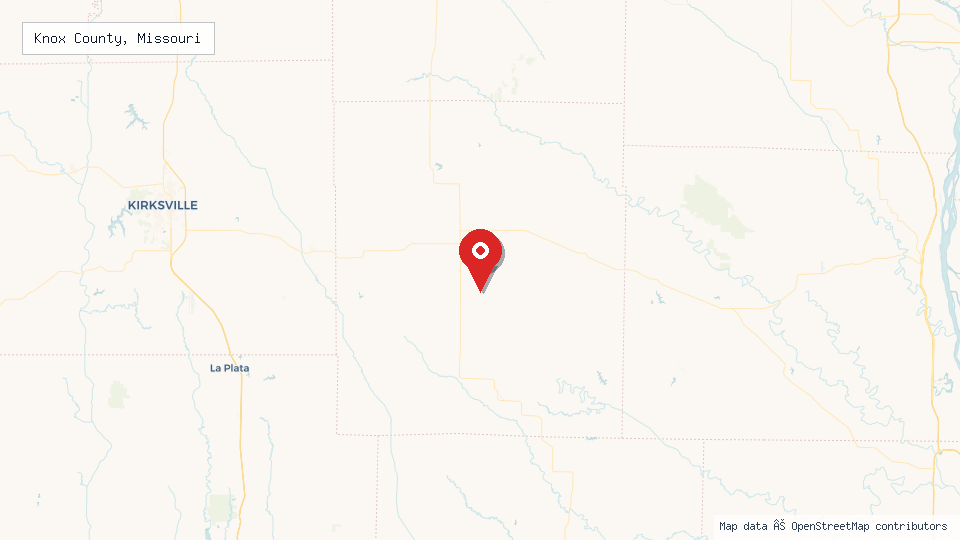 Street map of Knox County, Missouri with location pin