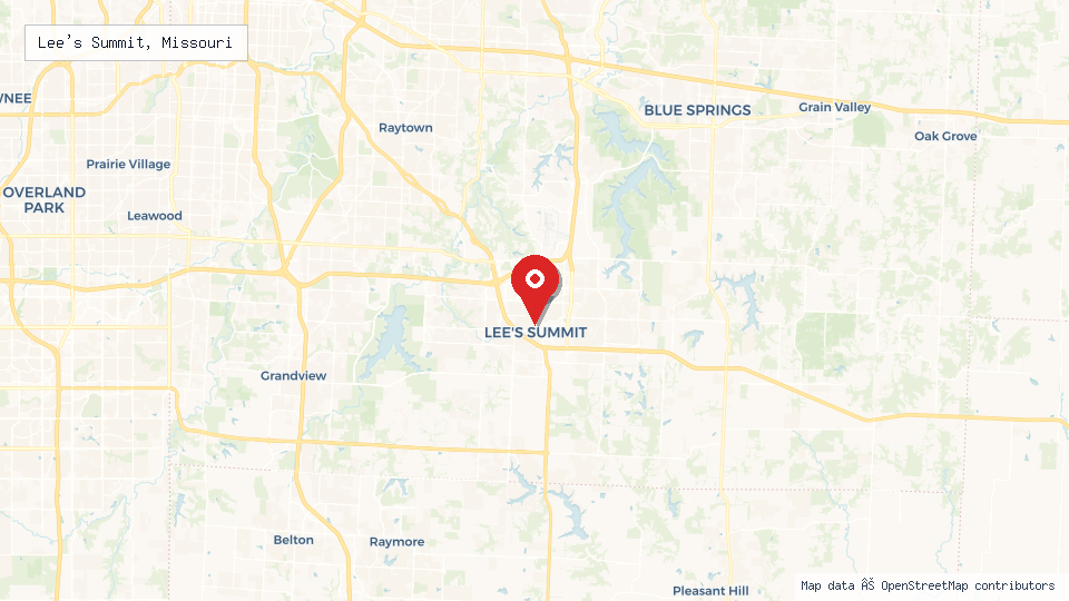 Street map of Lee's Summit, Missouri with location pin