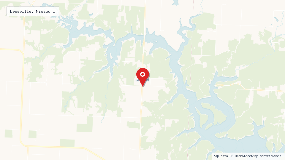 Street map of Leesville, Missouri with location pin