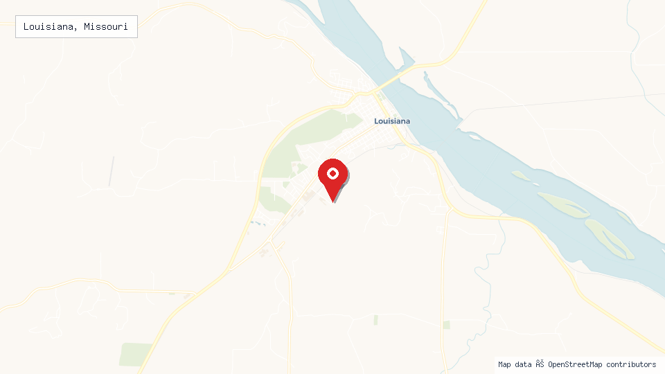 Street map of Louisiana, Missouri with location pin