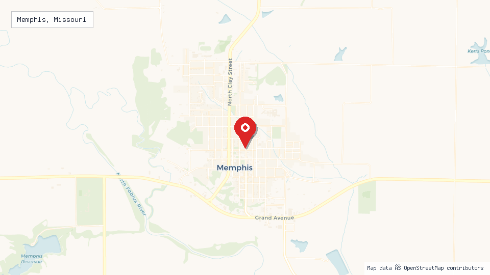 Street map of Memphis, Missouri with location pin