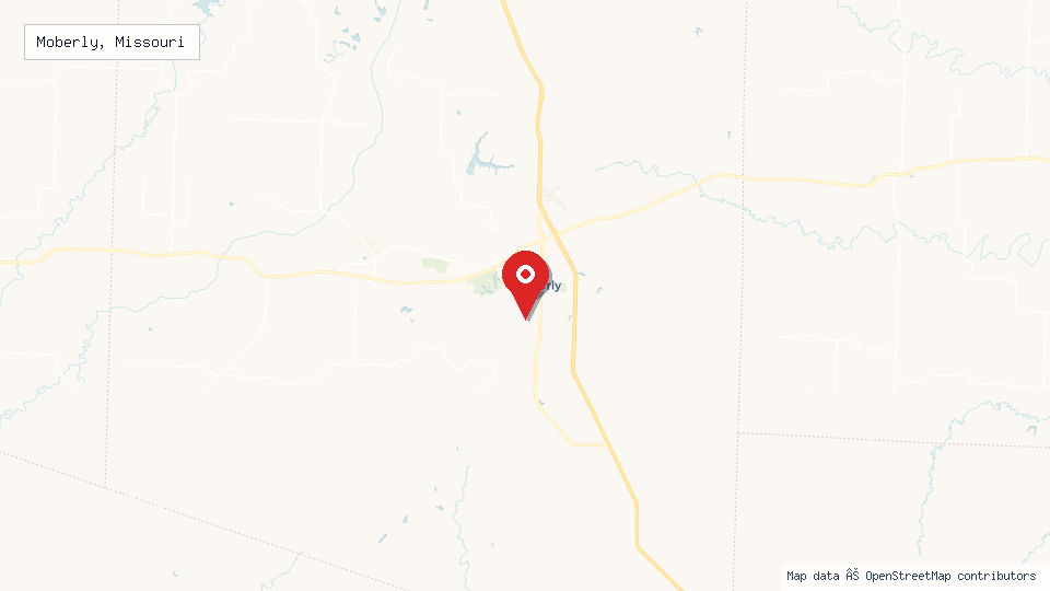 Street map of Moberly, Missouri with location pin