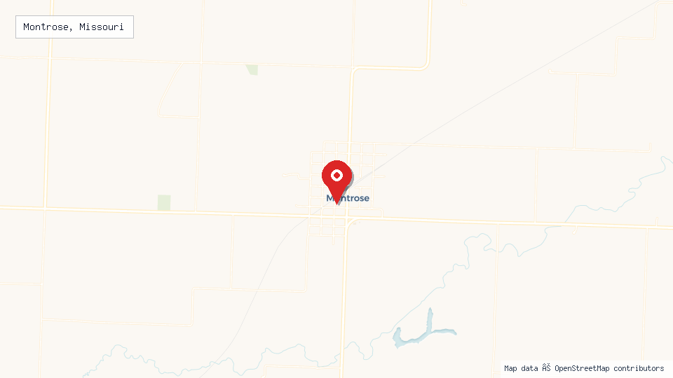 Street map of Montrose, Missouri with location pin